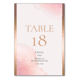 Numeração De Mesa CASAMENTO | Rosa Blush Watercolor Splash