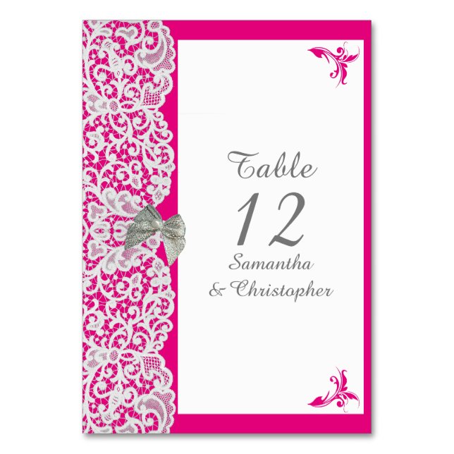 Numeração De Mesa Casamento rosa e branco com cadarço branco (Frente)