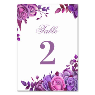 Numeração De Mesa Casamento rosa e roxo. Flor lilac de aquarela
