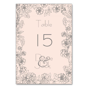Numeração De Mesa Casamento Rosa Esbranquiçado e Cinza