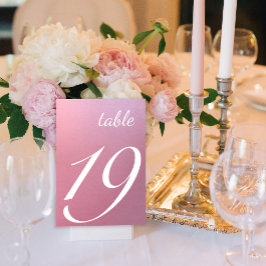 Numeração De Mesa Casamento Rosa Gradiente de Script Elegante