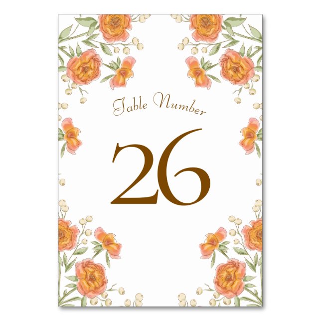 Numeração De Mesa Casamento Rosa Laranja (Verso)