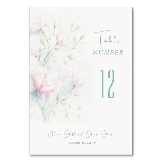 Numeração De Mesa Casamento Rosa Magnolia (Frente)