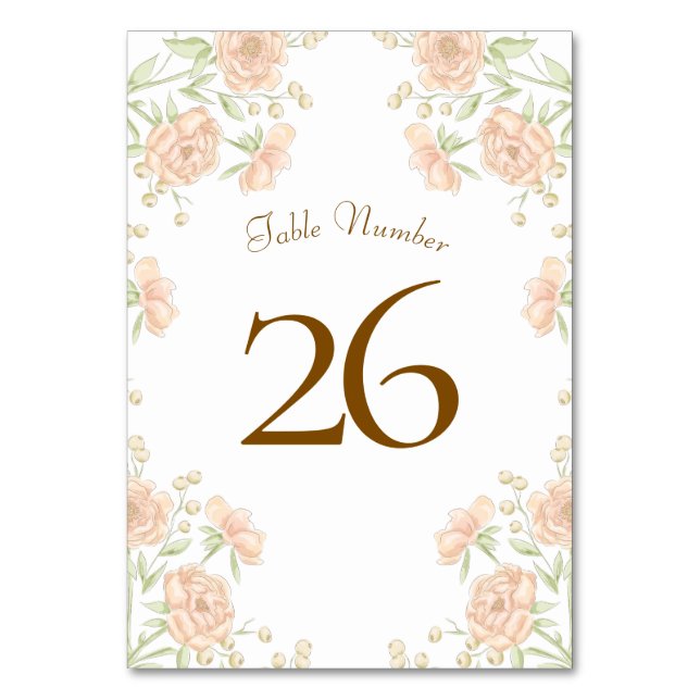 Numeração De Mesa Casamento Rosa Pêssego (Frente)