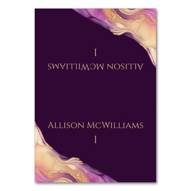 Numeração De Mesa Casamento Roxo e Dourado Moderno- (Frente)