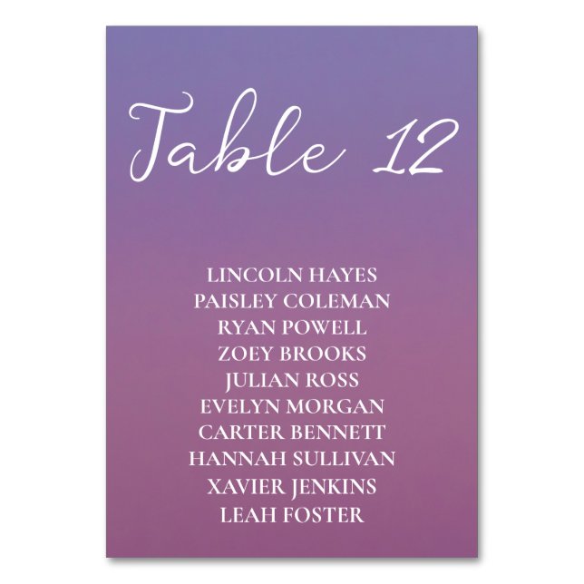 Numeração De Mesa Casamento roxo roxo de montanhas de neve (Verso)