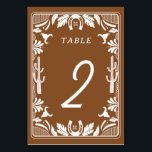 Numeração De Mesa Casamento Russo De Cowboy Do País Ocidental<br><div class="desc">Um design moderno estilo de vaqueiro ocidental, com elementos desenhados à mão de um crânio de vaca, ferraduras, ornamentos florais e de cacto. Design de casamento floral castanho e branco, com flores, cacto, crânio de vaca e ferraduras desenhadas à mão. Esta moderna design de casamento do país ocidental é ideal...</div>