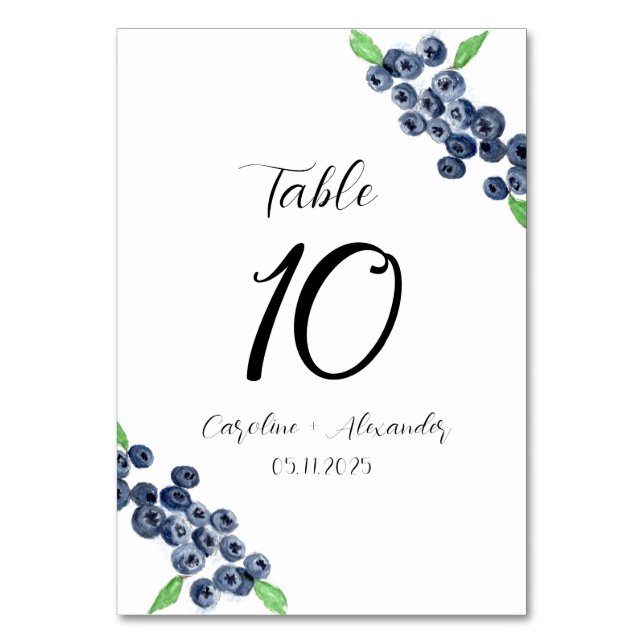 Numeração De Mesa Casamento Russo de Fruta de Blueberry (Frente)