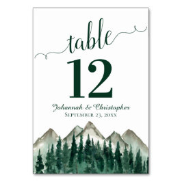 Numeração De Mesa Casamento Russo entre Pinheiros e Montanhas Aquare