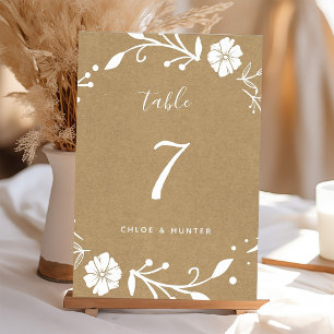 Numeração De Mesa Casamento Russo Floral Botânico Faux Kraft