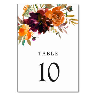 Numeração De Mesa Casamento Russo Floral de Laranja Queimado