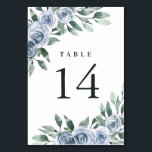Numeração De Mesa Casamento Russo Rosa de Boho Floral Elegante Azul<br><div class="desc">Design apresenta um verde elegante de aquarela com elementos florais de rosa azul-poeirento</div>