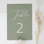 Numeração De Mesa Casamento Russo Verde Sage Minimalista Elegante<br><div class="desc">Crie uma atmosfera calma e inspirada na natureza na sua recepção com este elegante número verde da mesa. O fundo verde mudo oferece uma sensação suave e orgânica, enquanto a escrita branca minimalista adiciona um toque de sofisticação moderna. Ideal para casamentos de jardim, locais rústicos ou eventos inspirados em boho....</div>