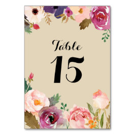 Numeração De Mesa Casamento Rustic Boho Watercolor Flowers