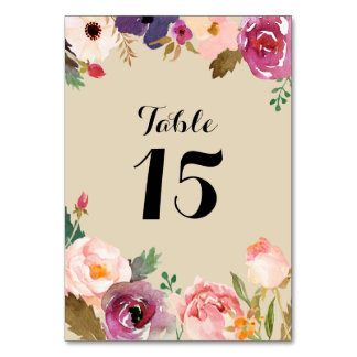 Numeração De Mesa Casamento Rustic Boho Watercolor Flowers
