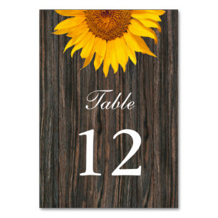 Numeração De Mesa Casamento Rustic Dark Wood Background Sunflower