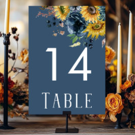 Numeração De Mesa Casamento Rustic Dusty Blue Sunflower