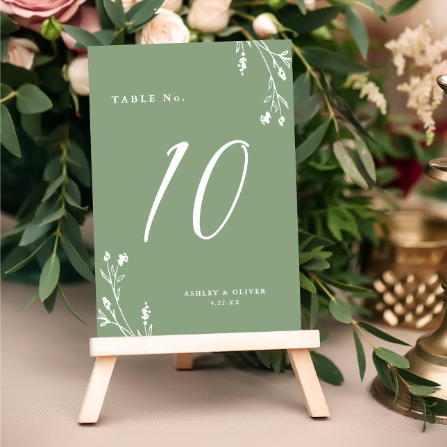 Numeração De Mesa Casamento Rustic Elegant Sage Green Wildflower Boh (Criador carregado)