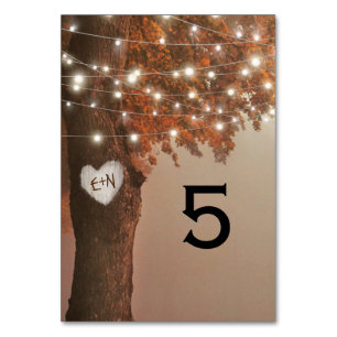 Numeração De Mesa Casamento Rustic Fall Heart Tree