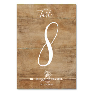 Numeração De Mesa Casamento Rustic Faux-Wood Calliographic
