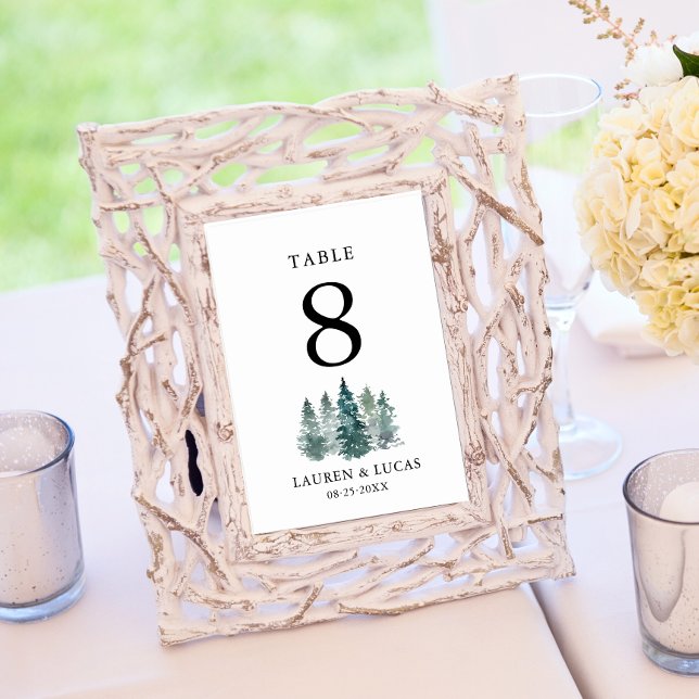 Numeração De Mesa Casamento Rustic Pine Trees Forest Woodland (Rustic Pine Trees Forest Woodland Wedding Table Number)