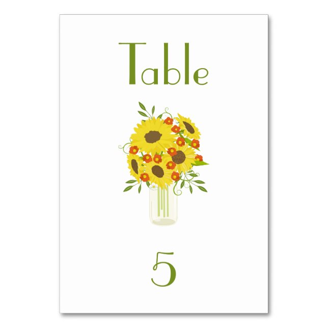 Numeração De Mesa Casamento Rustic Sunflower Beauty (Frente)