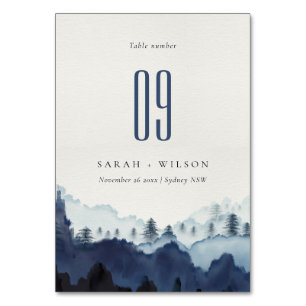 Numeração De Mesa Casamento Rustic Tinta Azul Marinho Pine Woods Mou