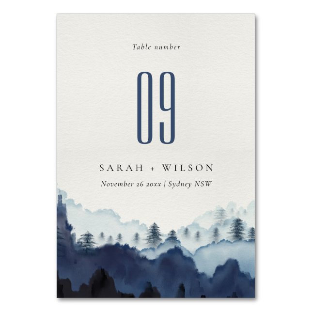 Numeração De Mesa Casamento Rustic Tinta Azul Marinho Pine Woods Mou (Frente)