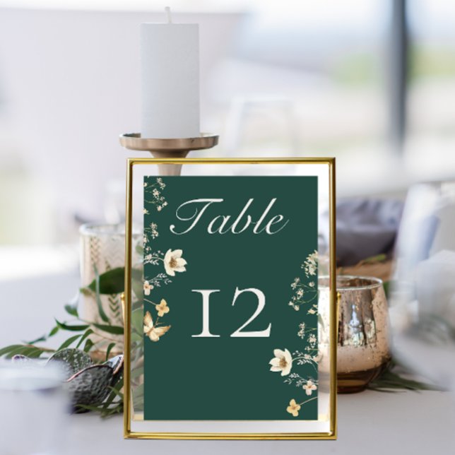 Numeração De Mesa Casamento Rustic Wildflower Frame Emerald Green (Criador carregado)