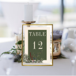 Numeração De Mesa Casamento Rustic Winter Berries & Pine Cream