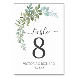 Numeração De Mesa Casamento Rústico Aquarela Eucalipto Verde Suave