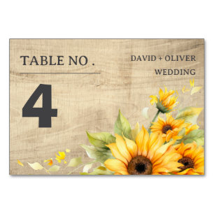 Numeração De Mesa Casamento Rústico De Girassol E Madeira