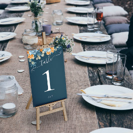 Numeração De Mesa Casamento Rústico de Outono Terracota Azul Marinho