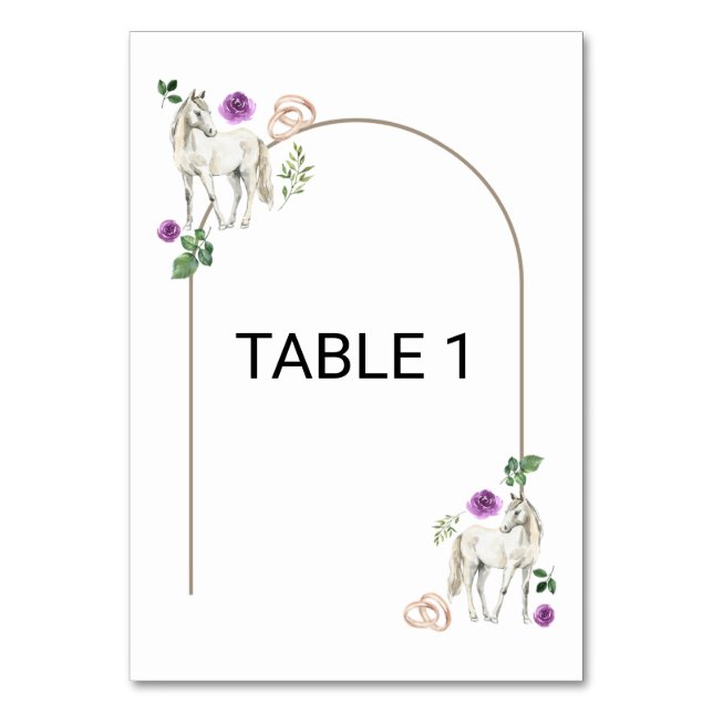 Numeração De Mesa Casamento Rústico Floral Roxo Equestre (Frente)