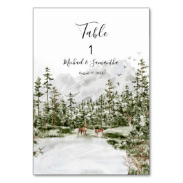 Numeração De Mesa Casamento Rústico Floresta Montanha Aquarela