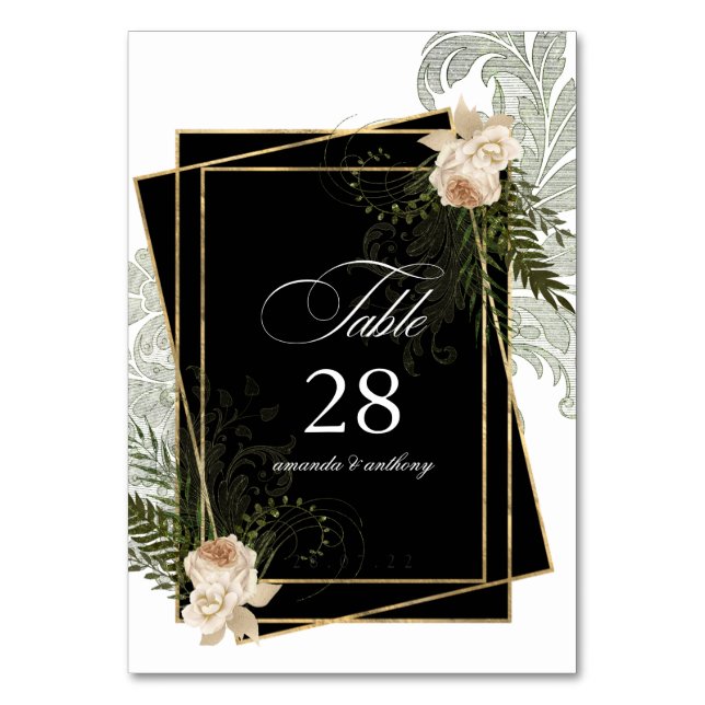 Numeração De Mesa Casamento Rústico Poligonal Floral de Marfim (Frente)