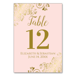 Numeração De Mesa Casamento Saboroso Elegante Lace Rosa e Dourado