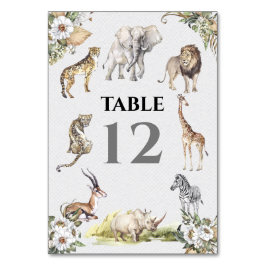 Numeração De Mesa Casamento Selvagem de Animais Safari Tropicais