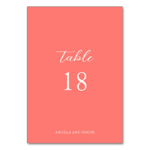 Numeração De Mesa Casamento Simples Coral Vibrante Moderno e Ousado