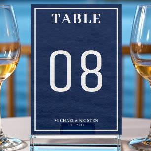 Numeração De Mesa Casamento Simples de Borda Azul-Branca