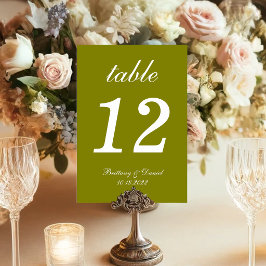 Numeração De Mesa Casamento Simples de Caligrafia Verde Oliva