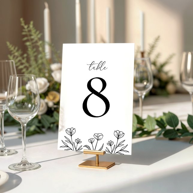 Numeração De Mesa Casamento Simples de Contorno Preto e Branco (Criador carregado)