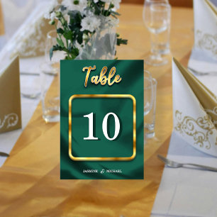 Numeração De Mesa Casamento simples de Emerald Green e Dourado de Sc