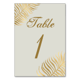 Numeração De Mesa Casamento Simples de Folhas Tropicais Douradas