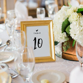 Numeração De Mesa Casamento Simples de Script de Coração Romântico