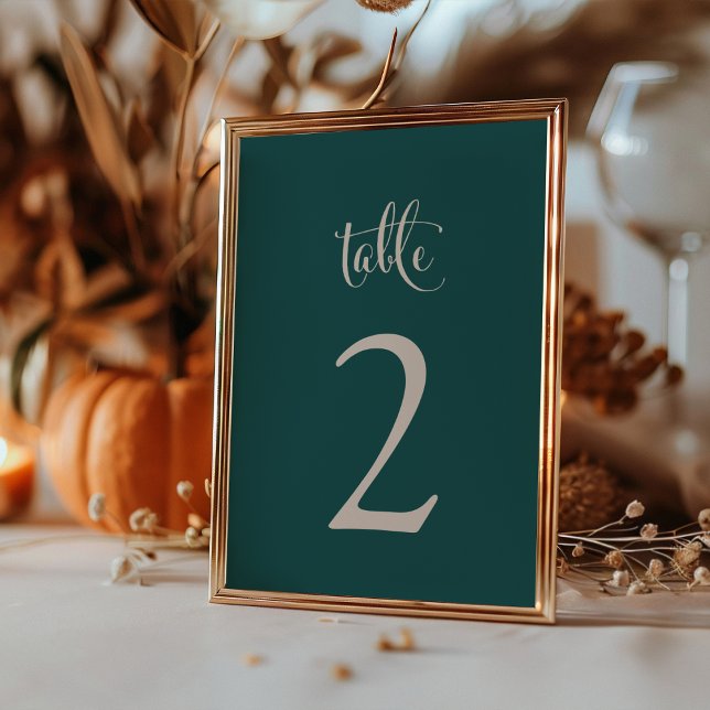 Numeração De Mesa Casamento Simples De Taupe De Teal Fall Boho (Simple Elegant Teal Taupe Fall Boho Wedding Table Number by Painted Paperie
)