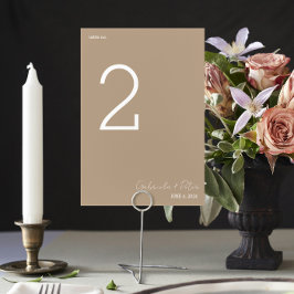 Numeração De Mesa Casamento Simples e Minimalista Beige Moderno