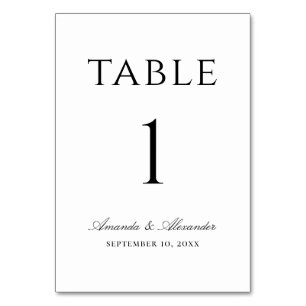 Numeração De Mesa Casamento simples e preto elegante e branco