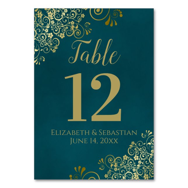 Numeração De Mesa Casamento Simples Elegante em Verde Turquesa Escur (Frente)
