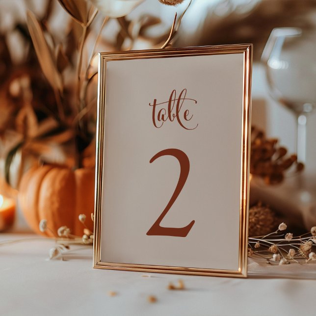 Numeração De Mesa Casamento Simples Elegante Taupe Terracotta Fall B (Simple Minimalist Elegant Taupe Terracotta Fall Boho Wedding Table Number by Painted Paperie
)